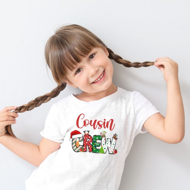 Cousin Crew Weihnachtsfamilien Pyjama Vor und zurü T-Shirt (Von Creator hochgeladen)