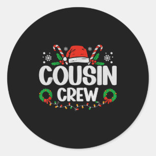 Cousin Crew Weihnachtslichter Familie passende Pyj Runder Aufkleber