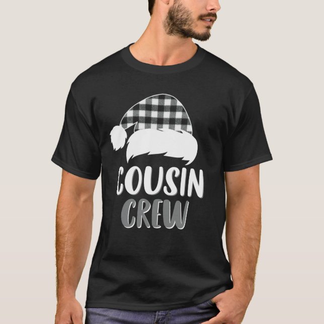 Cousin Crew Weiße Karierte Weihnachtsmannmütze, pa T-Shirt (Vorderseite)