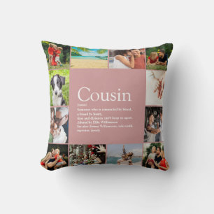Cousin Definition Foto Collage Dusty Rose Rosa Kissen