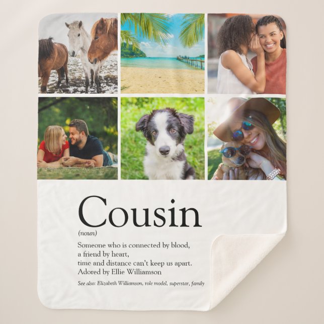 Cousin Definition Foto Collage Fun Moderne Sherpadecke (Vorderseite)