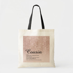 Cousin Definition Roségold Glitter Tragetasche