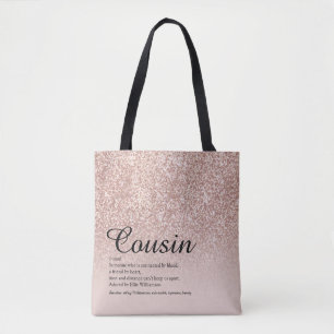 Cousin Definition Schrift Rosa Gold Glitter