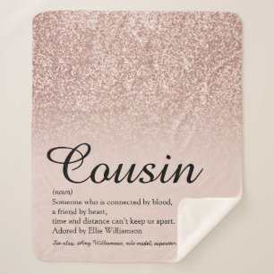 Cousin Definition Schrift Rosa Gold Glitter Sherpadecke