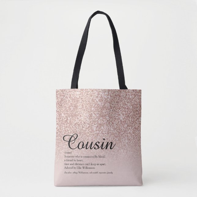 Cousin Definition Script Rose Gold Glitzer (Vorderseite)