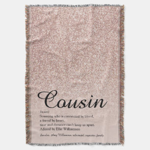 Cousin-Definition Script Roségold Glitter Decke