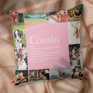 Cousin-Definitions-Spruch Foto Rosa Groß Kissen
