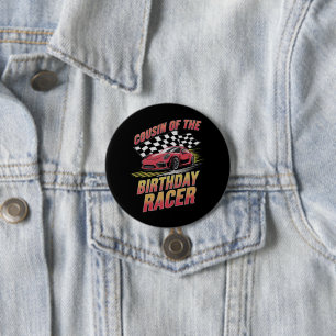 Cousin des Geburtstagsrennfahrer Rennfamilienparty Button