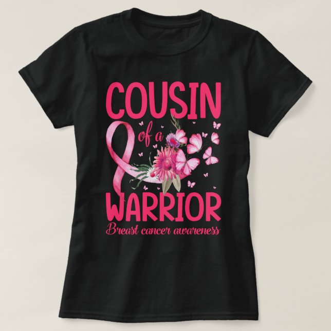 COUSIN eines Brustkrebs-Bewusstseins eines Krieger T-Shirt (Design vorne)