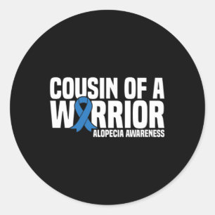 Cousin eines Warrior Blue Ribbon Alopezie Bewussts Runder Aufkleber