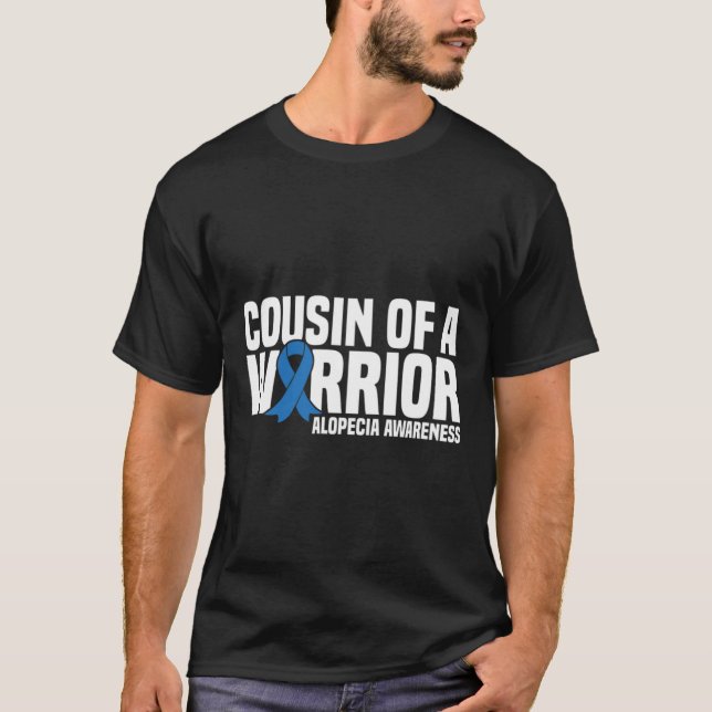 Cousin eines Warrior Blue Ribbon Alopezie Bewussts T-Shirt (Vorderseite)