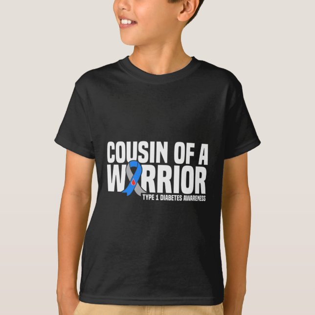 Cousin eines Warrior Typ 1 Diabetes T-Shirt (Vorderseite)