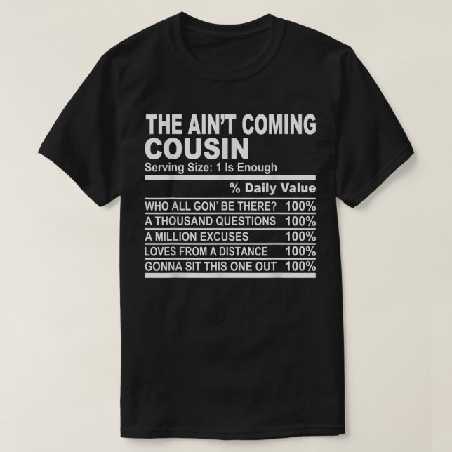 Cousin Ernährungsfakte - Der Weg zum Cousin T-Shirt (Design vorne)