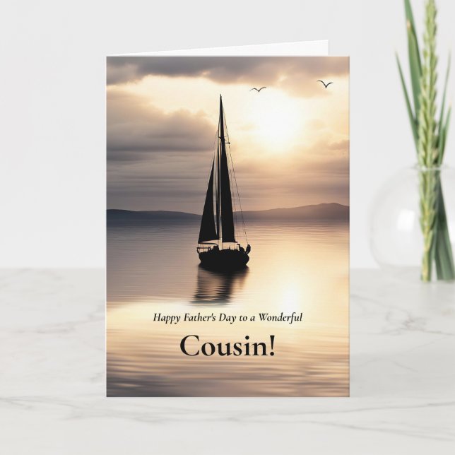Cousin Frohen Vatertag mit Segelboot  Karte (Vorderseite)