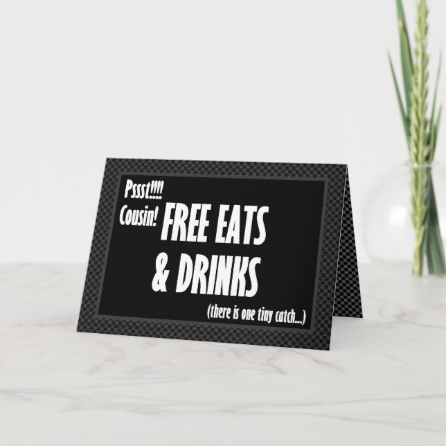 COUSIN Funny Usher Einladung Gratis Essen (Vorderseite)