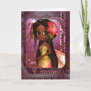 Cousin Geburtstagskarte - Niedliche Rosa Fee Karte