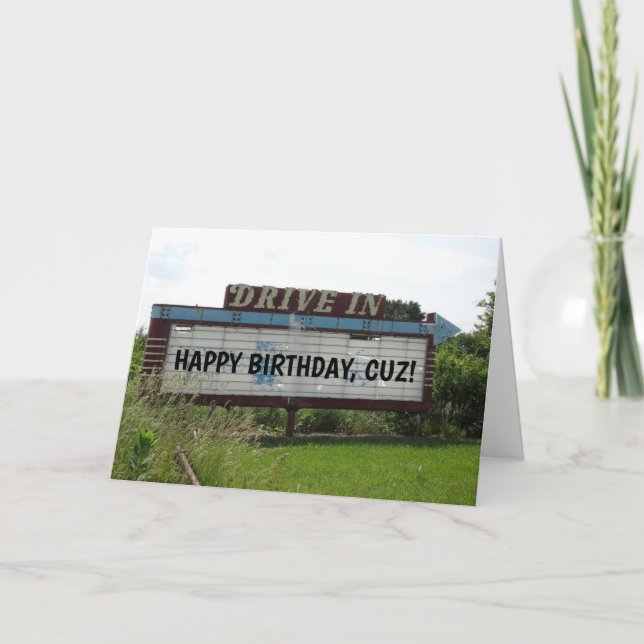 COUSIN-GEBURTSTAGSKARTEN, IM FILM FAHREN KARTE (Vorderseite)