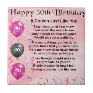 Cousin-Gedicht - Rosa - 30. Geburtstag Fliese