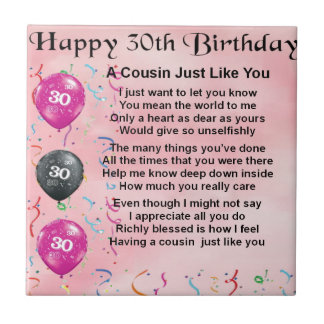 Cousin-Gedicht - Rosa - 30. Geburtstag Fliese