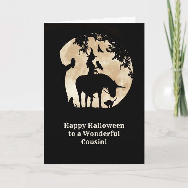 Cousin Halloween Hexe und Familiars Magical Karte (Vorderseite)