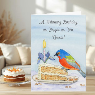 Cousin Happy Februar Geburtstag Painted Bunting Karte