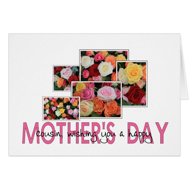 Cousin Happy Mother Day Rose Card (Vorderseite (Horizontal))
