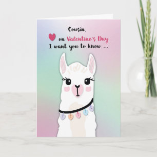 Cousin Llamas Valentinstag Herz Karte