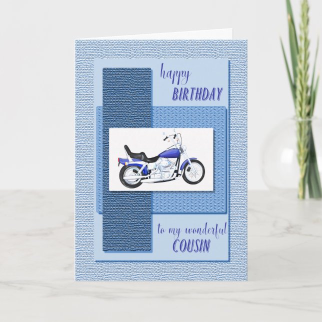 Cousin, Motorrad Geburtstag Karte (Vorderseite)