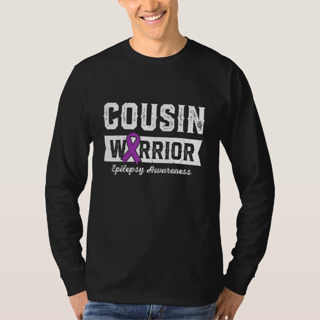 Cousin of a Warrior Epilepsy Cousin Purple Ribbon  T-Shirt (Vorderseite)