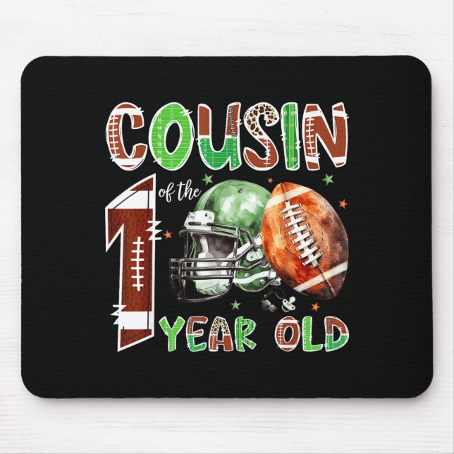 Cousin Of The 1 Year Old Football 1st Birthday Boy Mousepad (Vorne)