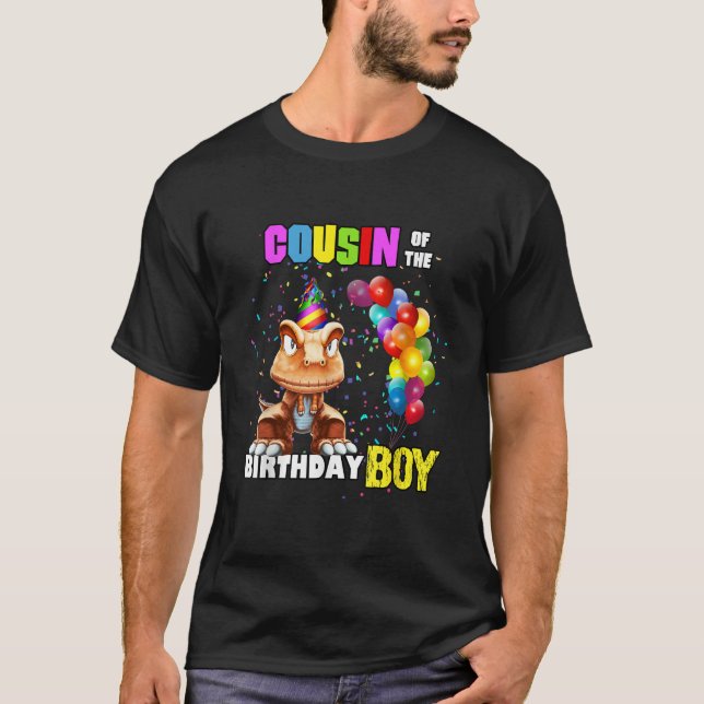 Cousin of the Birthday Boy Dinosaur Birthday T Rex T-Shirt (Vorderseite)