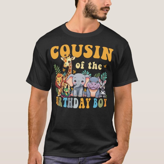 Cousin of the Birthday Boy Kid Safari Jungle Anima T-Shirt (Vorderseite)