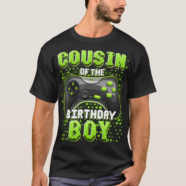 Cousin of the Birthday Boy Matching Video Game Bir T-Shirt (Vorderseite)