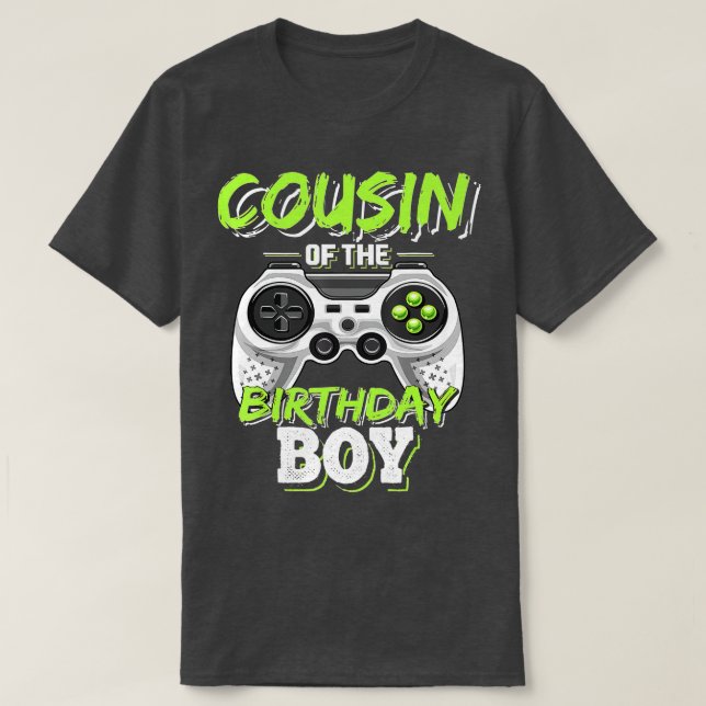 Cousin of the Birthday Boy Matching Video Game Bir T-Shirt (Design vorne)