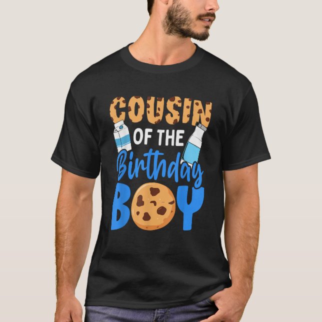 Cousin of the birthday boy Milk and Cookies 1st bi T-Shirt (Vorderseite)