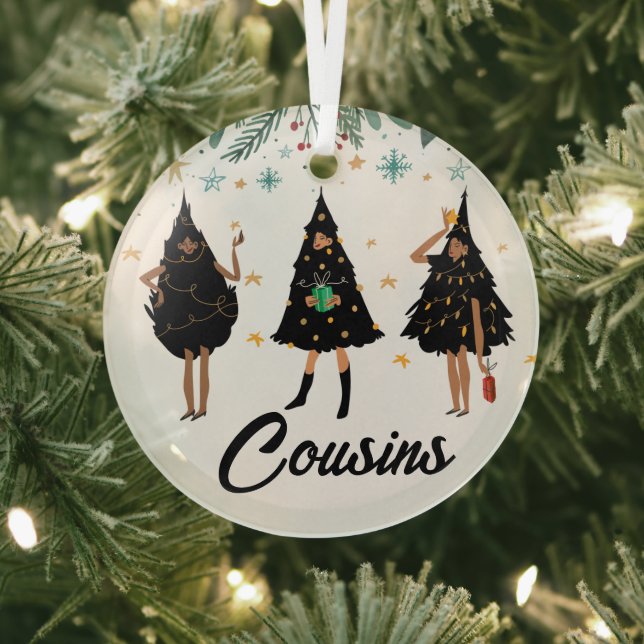 Cousin! Schwarze Frauen, Schwarzes Weihnachtsbaumg Ornament Aus Glas (InSitu)