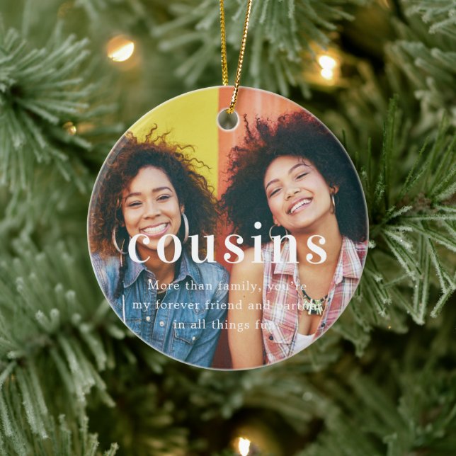 Cousin | Sentimental Foto Keepake Weihnachten Keramik Ornament (Baum)
