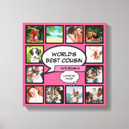 Cousin Spaß Girly Pink Cooles Comic FotoCollage Leinwanddruck