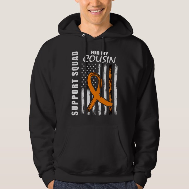Cousin Support Squad Leukemia Awareness American F Hoodie (Vorderseite)