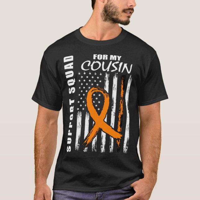 Cousin Support Squad Leukemia Awareness American F T-Shirt (Vorderseite)