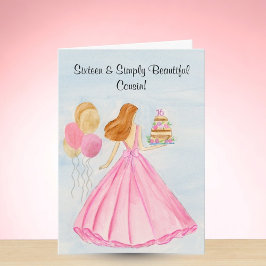 Cousin Sweet 16 Birthday Cake Elegant Girl  Karte