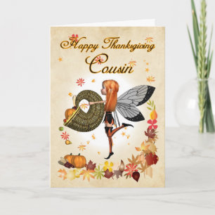 Cousin - Thanksgiving Card - Cute Little Pumpkin F Feiertagskarte