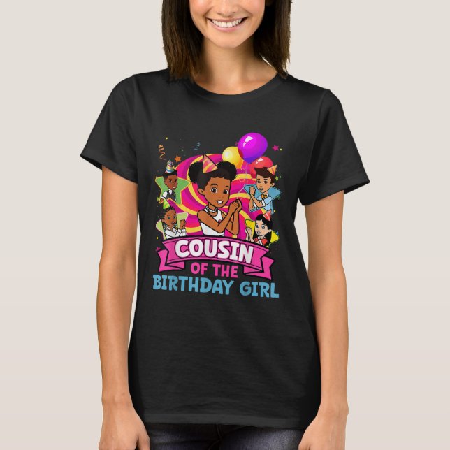 Cousin The Birthday Girl Party Pink Doll Family De T-Shirt (Vorderseite)