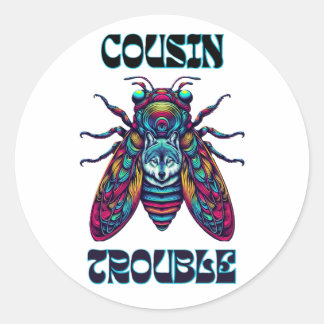 Cousin Trouble Cidada & Wolf Runder Aufkleber