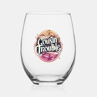 Cousin Trouble Stemless Wine Glass Weinglas Ohne Stiel