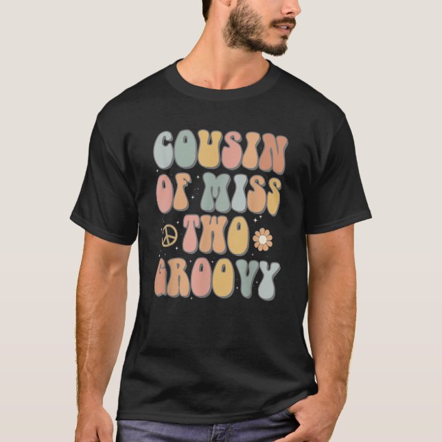 Cousin Two Groovy Second Birthday Retro 2nd Bday P T-Shirt (Vorderseite)