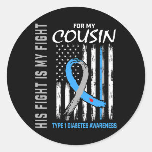 Cousin Typ 1 Diabetes-Sensibilisierungskampagne Ri Runder Aufkleber