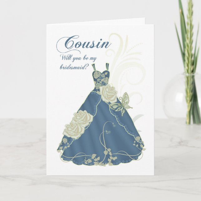 Cousin wird meine Bridesmaid-Karte - Elfenbein und Einladung (Vorderseite)