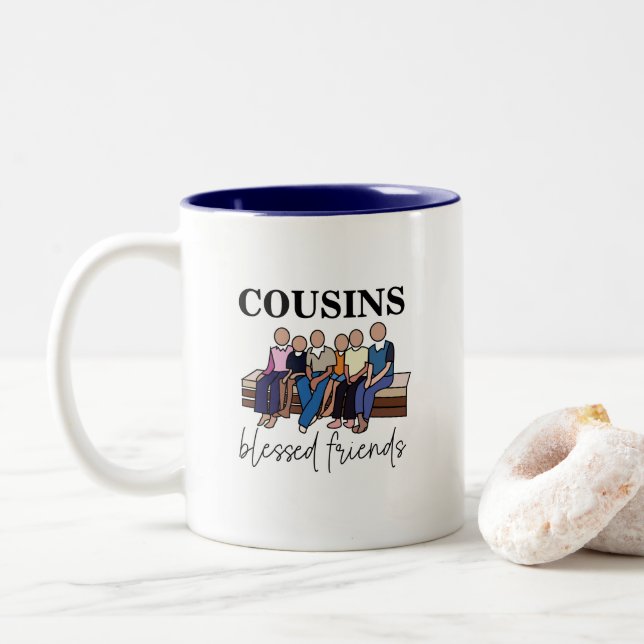 Cousins Selige Freunde Wiedersehen Zweifarbige Tasse (Mit Donut)