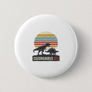 Cousinsaurus Rex Lustiges Dinosaurier Vintage-Shir Button